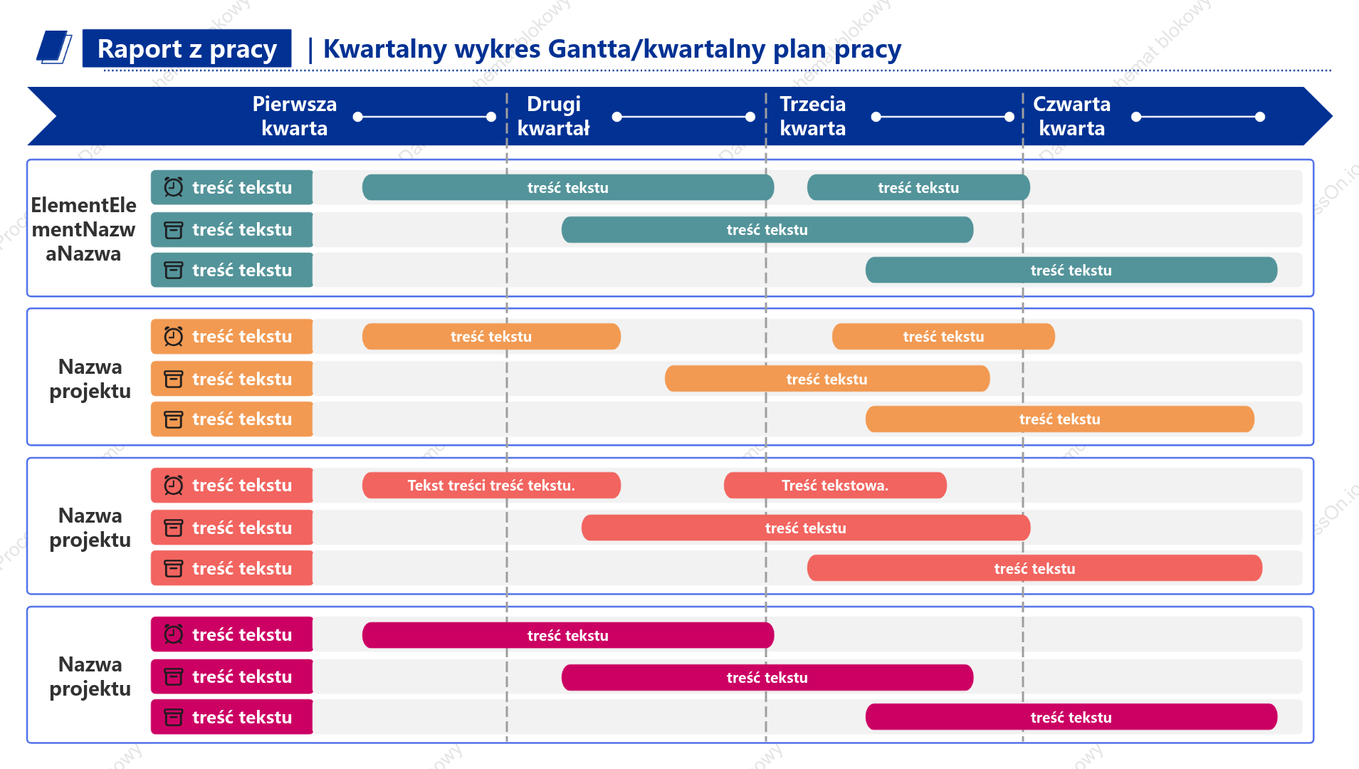 Wykres Gantta – kwartalny plan pracy