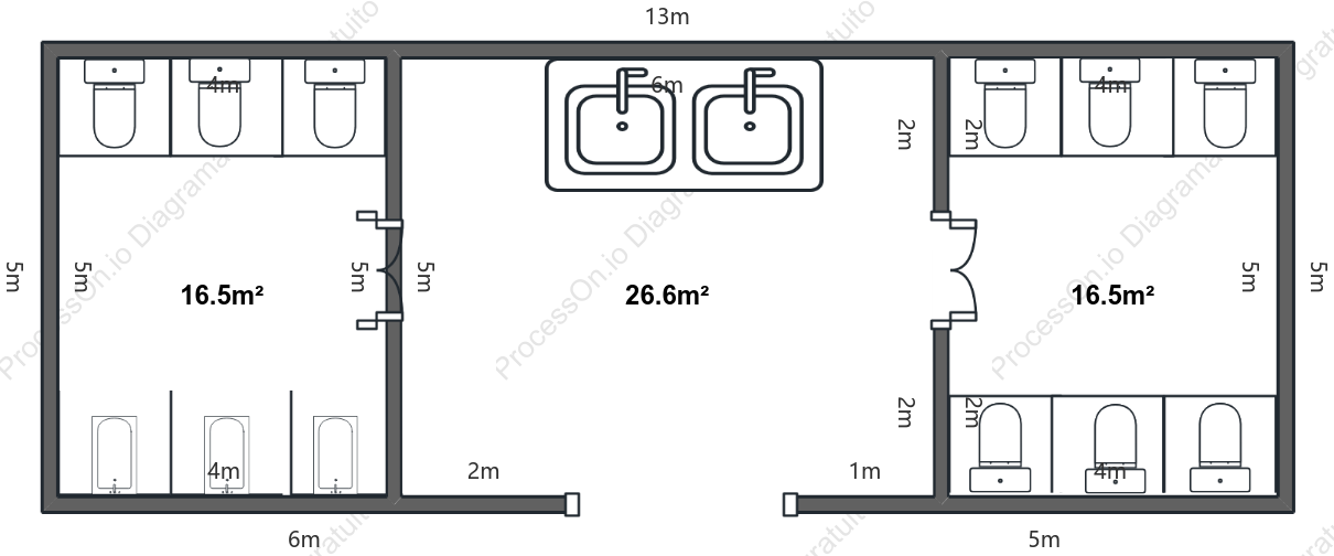 Plano de planta de baño móvil