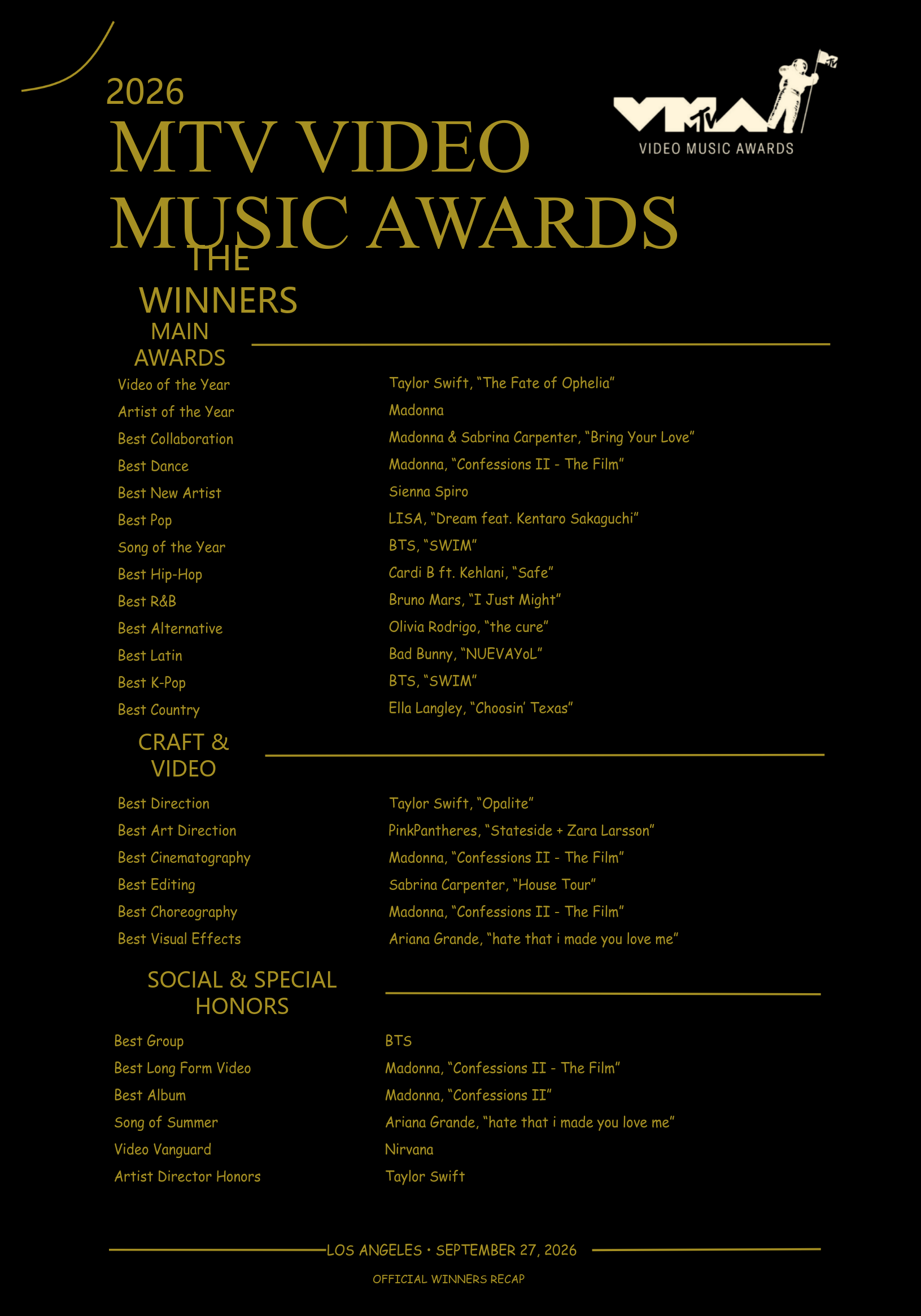 2026 MTV VIDEO MUSIC AWARDS