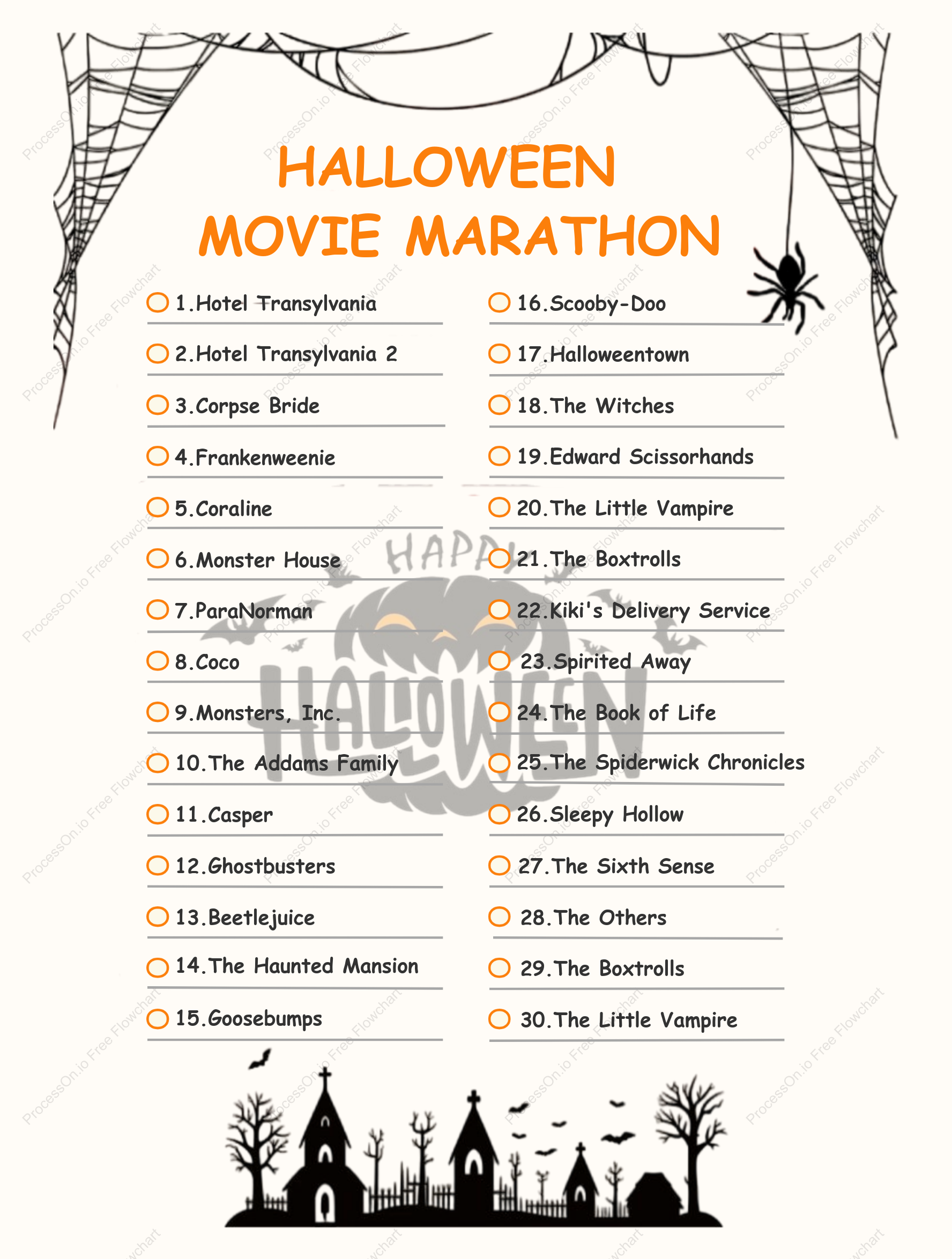 Halloween Movie Marathon Checklist
